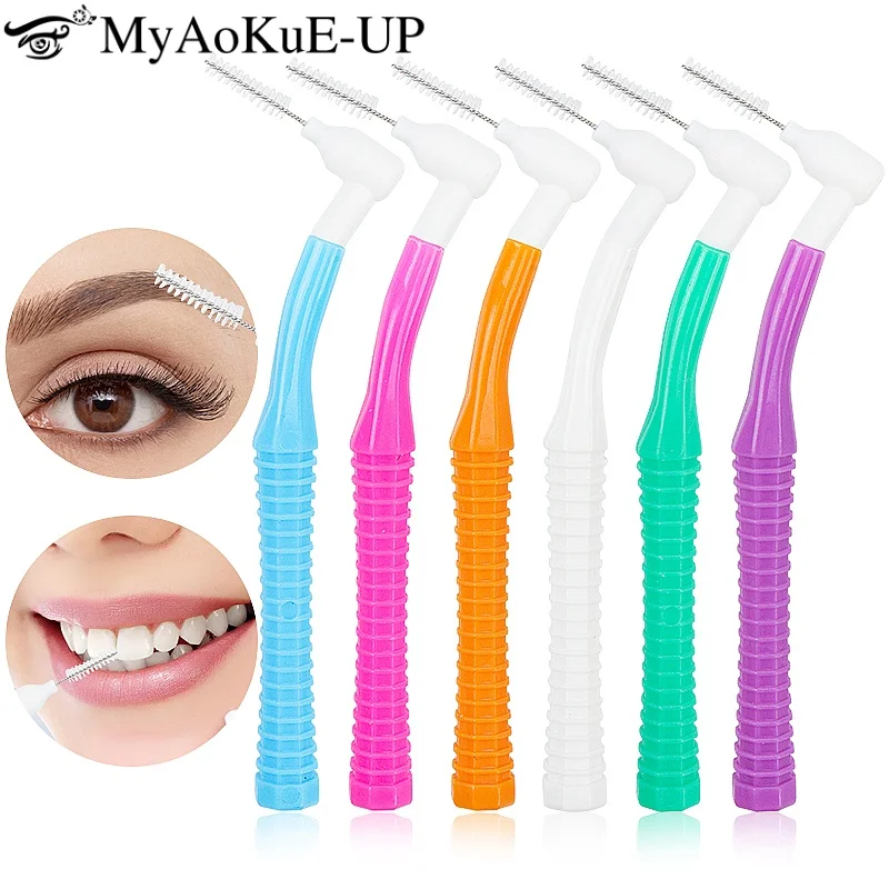 10 stücke L-Form Interdentalbürste Draht Kieferorthopädische Interdentalbürste Kieferorthopädische Zahnbürste Weichen Borsten Mundpflege Make-Up-Tool Image