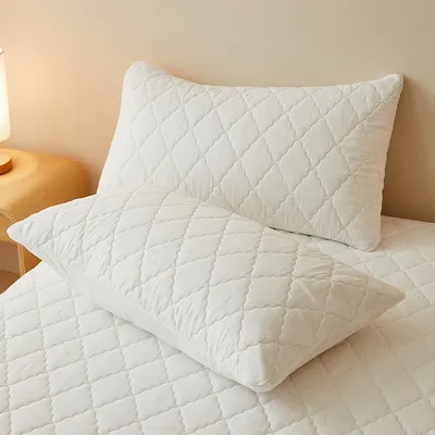 2Pcs Wasserdichte Stepp Kissenbezug Einfarbig Kissen Abdeckung Fall 48x74cm Pillowsham (Kein Innen Kern) Image