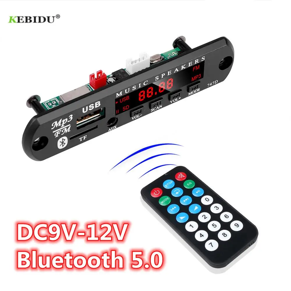 KEBIDU 9V 12V MP3 WMA Decoder Board Audio Modul USB TF Radio Bluetooth 5,0 Drahtlose Musik Auto MP3 player Mit Fernbedienung Image