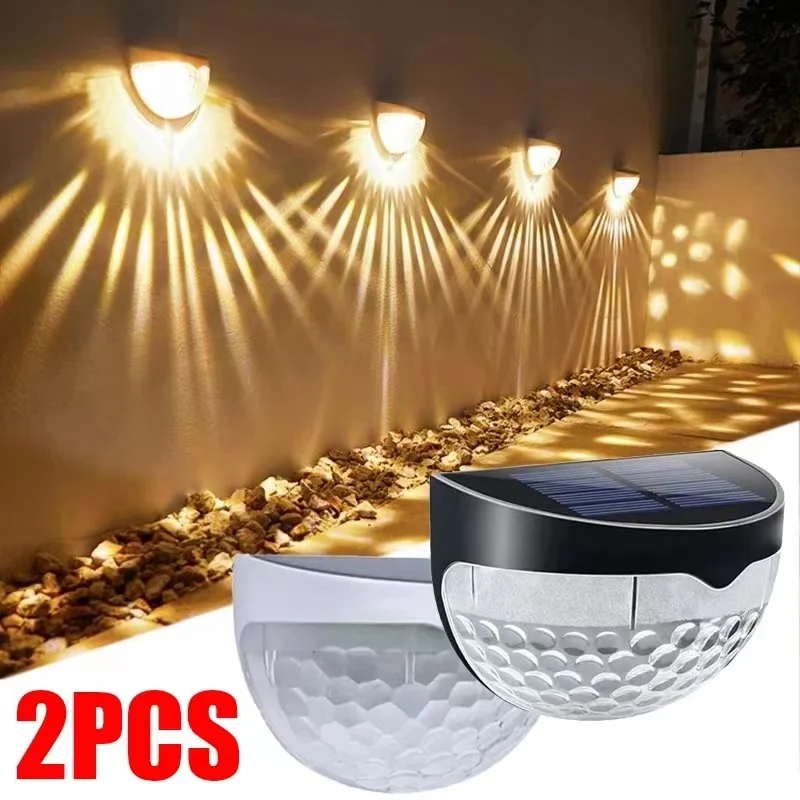 2PCs 6LED Solar Treppenhaus Lichter Wasserdichte Wand Lichter Balkon Garten Stufen Nachtlicht für Outdoor Garten Grenze Terrasse licht Image