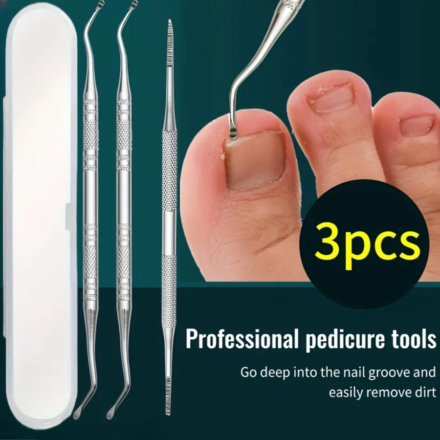 3-teiliges Maniküre-Bohrer-Set aus Edelstahl – inklusive Nagelfeile und Zehennagelheber, rutschfester, bequemer Griff, parfümfreies Werkzeug Image