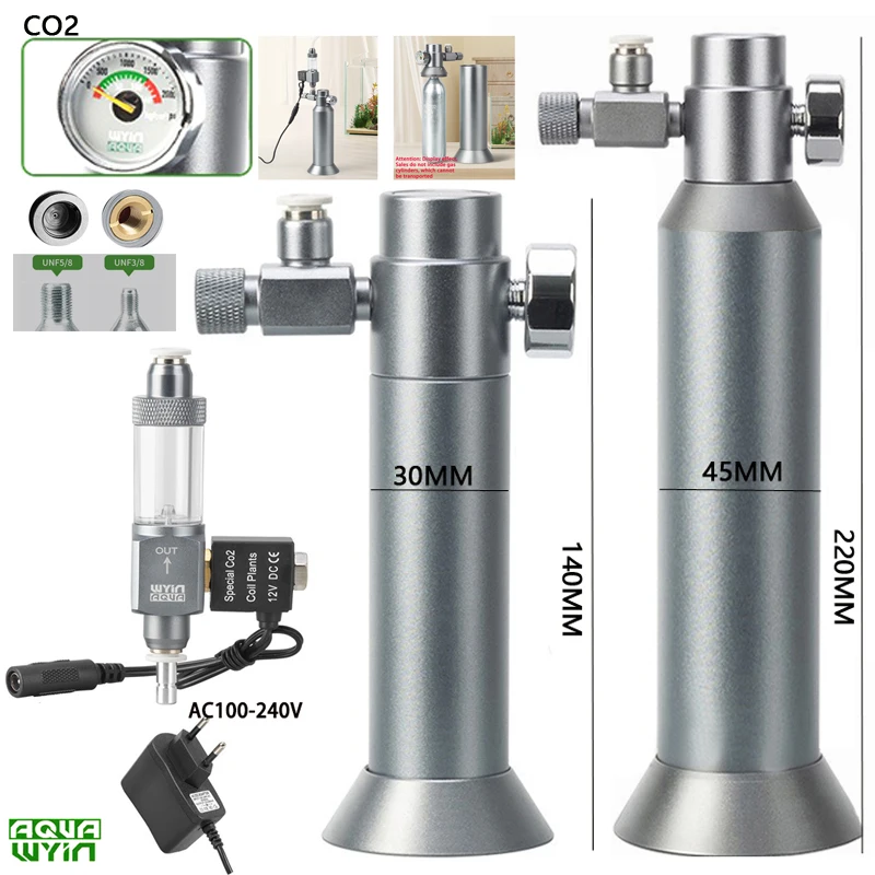Regolatore CO2 per Acquario con Valvola Solenoide e Contatore di Bolle, Adatto per Bombole di Gas Piccole 8-95g, Valvola Riduttrice di Pressione CO2 per Acquario