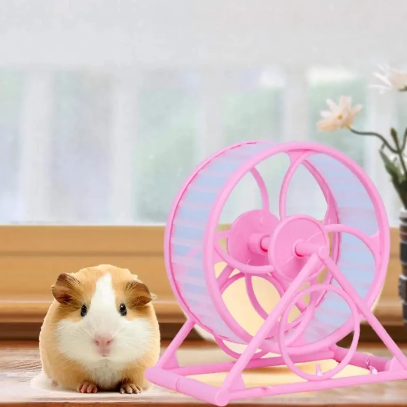 Hamster Running Wheel Guinea Pig Exercise Toy Small Pet Cage Accessory with Triangle Stand Ultra Quiet Hamster Cage Accessories