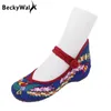 Frühling Frauen Schuhe Bestickt Mary Jane Casual Wohnungen Schuhe Chinesischen Stil Tuch Schuhe Frau Große Größe 41 42 43 WSH2287