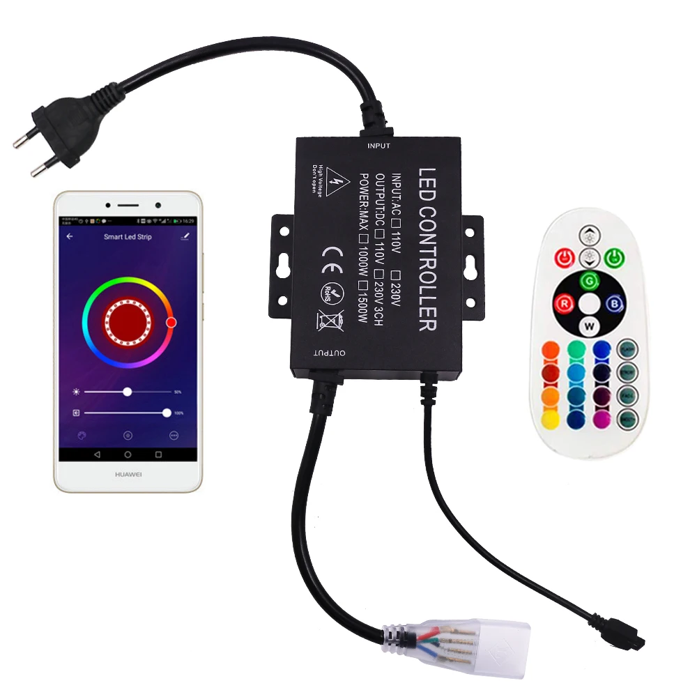 1500W WIFI Controller 220V 110V RGB LED Controller Mit 24 Schlüssel Ir-fernbedienung EU/UK/US/AU Stecker Für 2835 5050 Neon Streifen Licht Image