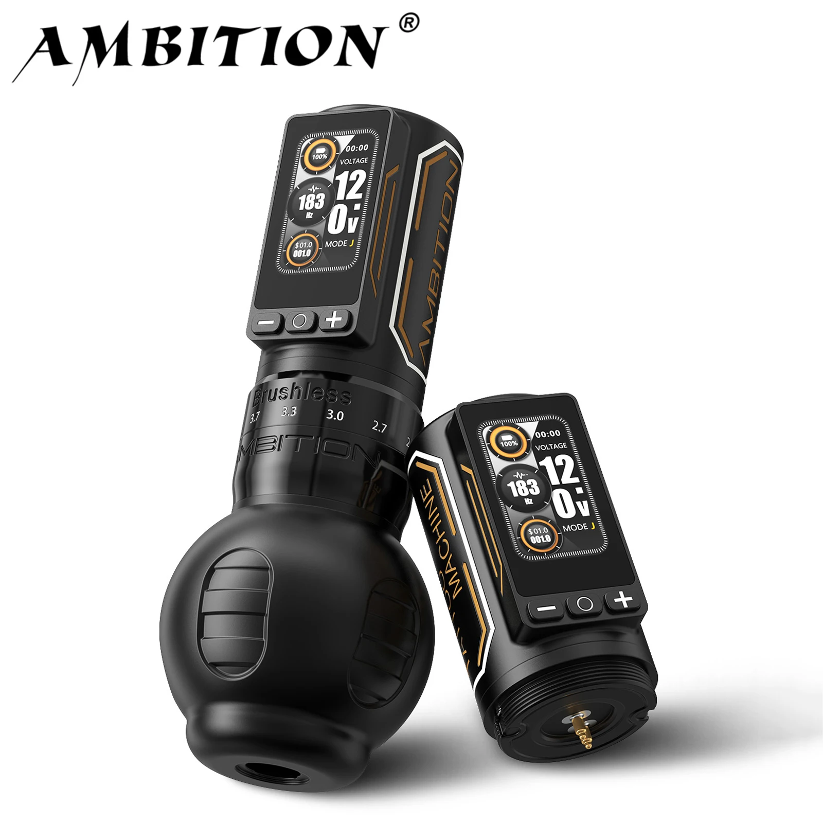 Ambition Ninja Max 280 kabellose Tattoo-Maschine, 2,4 mm–4,5 mm, einstellbarer Hub, 54 mm + 34 mm Griff, bürstenloser Motor, 2400 mAh Akku-Stift Image