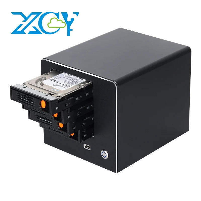 XCY X108 NAS Mini-PC 4x Bays 2,5 Zoll 3,5 Zoll SATA-Festplatten Intel N150 Celeron N2940 Prozessor Windows 10/11 Linux NAS OS Image