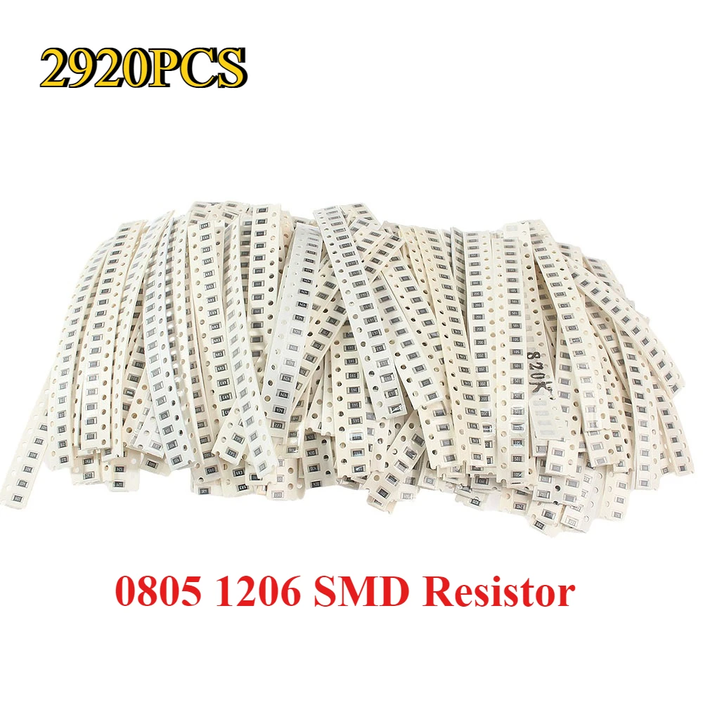 2920 Stück SMD-Chip-Widerstand 0805 1206 5 % Widerstand, sortiertes Kit, 1R ~ 1 M Ohm-Widerstände, 146 Werte, je 20 Stück Image