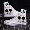 Disney Mickey Mouse Weiß Schwarz Leinwand Mädchen Jungen Kinder Schuhe Casual Cartoon Komfort Kinder Drucken Atmungsaktive Schuhe Größe 35-44
