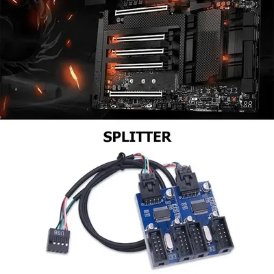 Desktop-Computer Motherboard 9Pin USB Header Splitter 1 zu 2/4 Buchse Anschluss USB HUB Verlängerung Adapter Image
