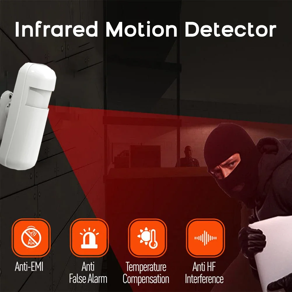 Mini rilevatore di allarme sensore di movimento PIR wireless 433 MHz EV1527 sensore a infrarossi rilevatore di movimento sensore PIR per allarme antifurto domestico