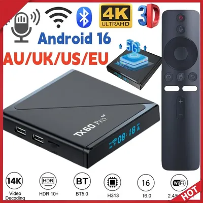 2025 Smart TV Box Android 24 TV Box 14K 2,4G 5G Dual WiFi 6 Set-Top-Box Video Media Player 16G 256G Home Set-Top-Box AU/UK/US/EU