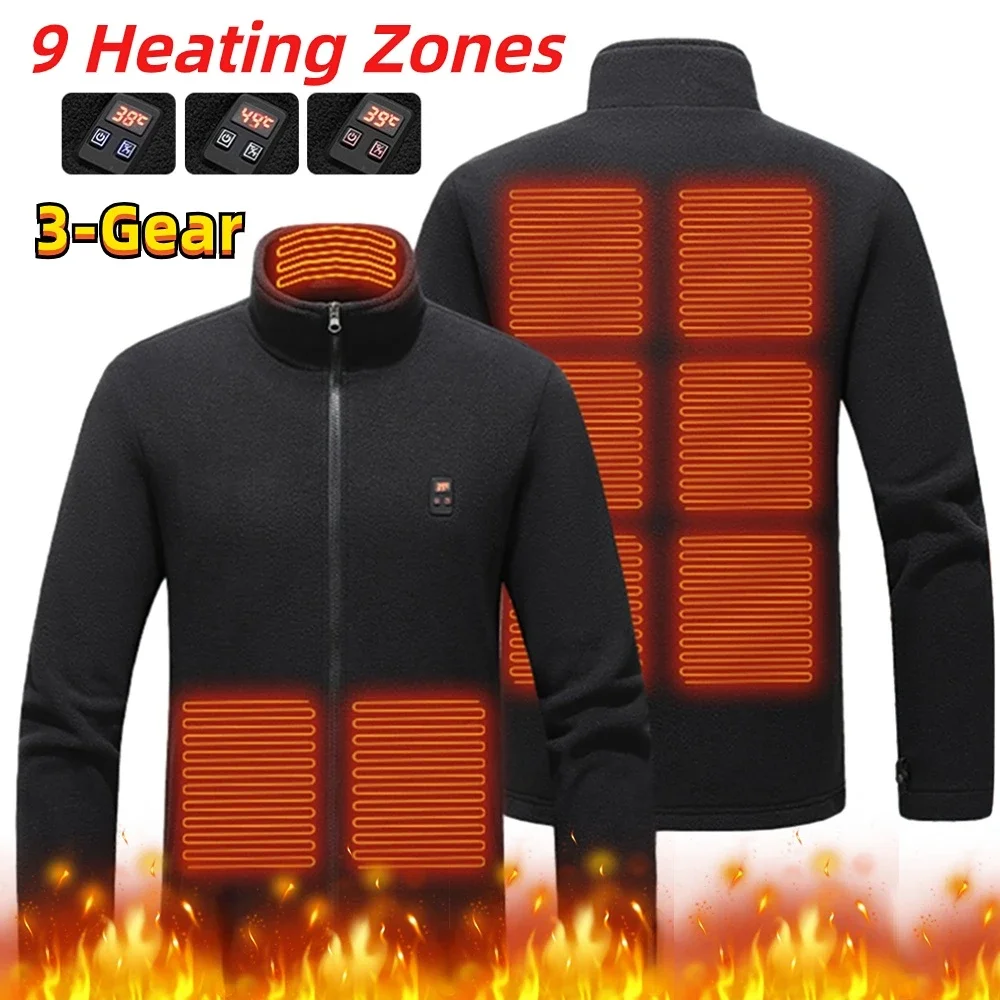 9 beheizte Fläche intelligenter Heiz mantel USB-Aufladung beheizte Jacke warme Jacken Mantel 3 Gang elektrische Heiz weste für Camping Image