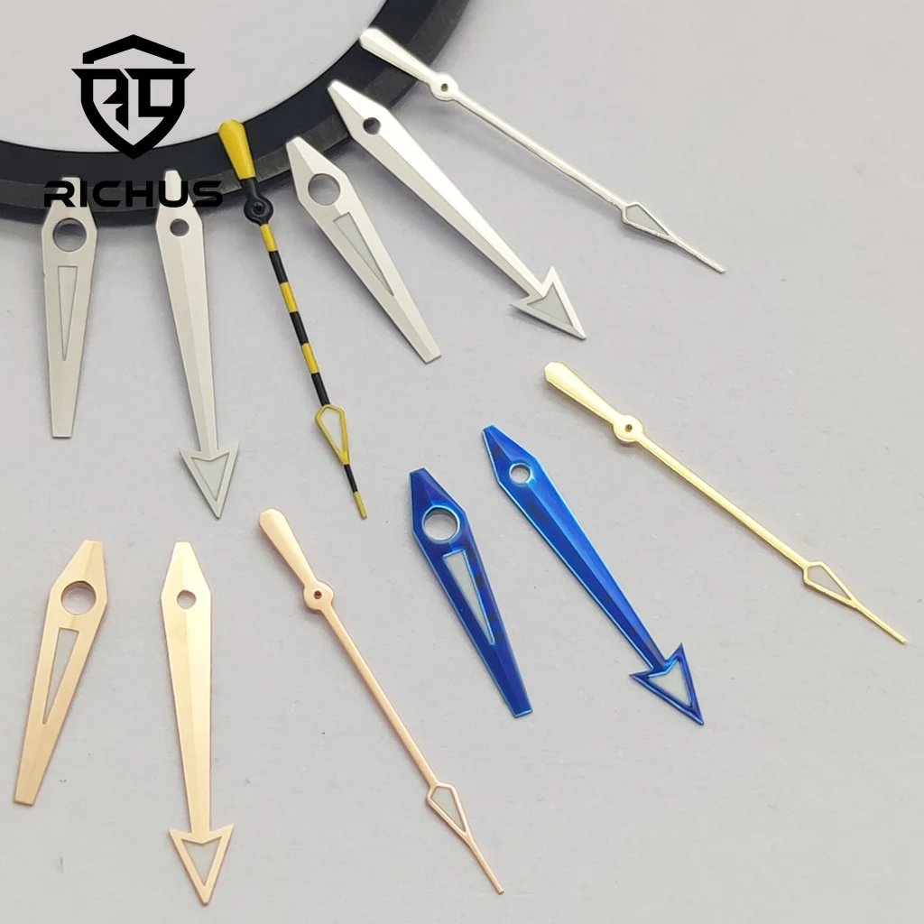 RICHUS NH35 Uhrzeiger, silberne Uhrzeiger, grün leuchtend, passend für NH34, NH35, NH36 Uhrwerk Image