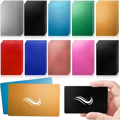 10Pcs Metal Business Card Blanks for Laser Engraving 10 Colors Aluminum Sheet Engraving Blanks DIY Cards for Home 86*54*0.2mm