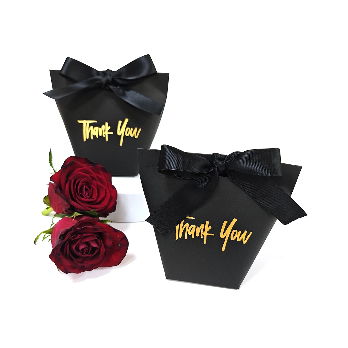 10/50-teilige kleine Geschenkboxen mit Goldprägung „Danke“ für Geschenkverpackungen, Hochzeiten, Sammeln und Partyzubehör Image