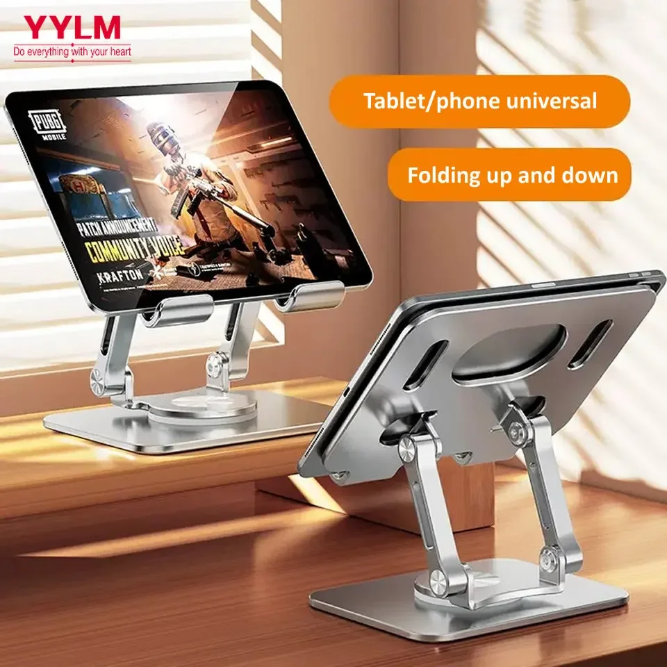 360 ° Supporto per tablet con rotazione per iPad, supporto per tablet pieghevole regolabile, supporto per telefono in alluminio compatibile con iPad Pro/Air/Mini
