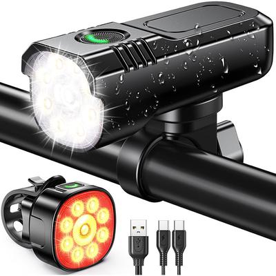 Aluminum Bike Lights Supper Bright, 1000 Lumens Bike Lights,Various Modes Sturdy Aluminum Alloy Bicycle Light, IP65 Waterproof USB Rechargeable Bike Headlight and Tail Light