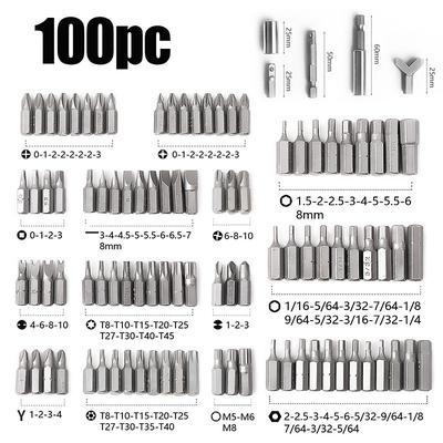 100PC Screwdriver Bit Set Bit Driver Phillips Hexagon Screwdriver Bit Screw Driver Bit Set for Home Appliances Repair Hand Tools