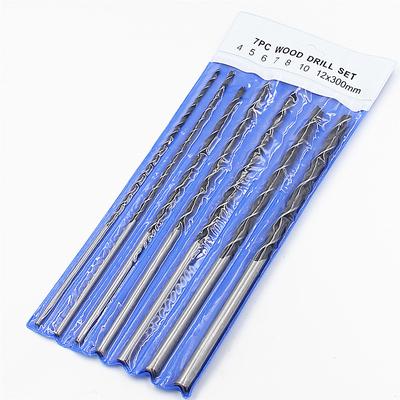 7PCS 3 Flute Wood Drill Bits Set 4mm-12mm 12 Inch Brad Point Twist Drill Bits Set 300mm Long Carpentry Wood Drilling Tools