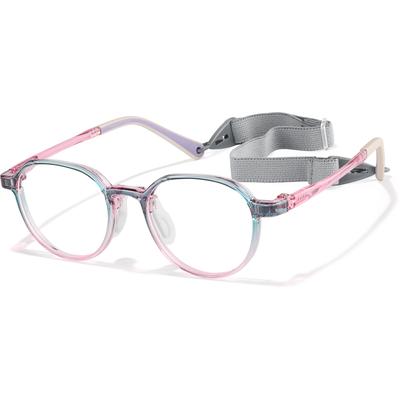 Zenni Girls Round Glasses w/ Strap Green Plastic Full Rim Frame
