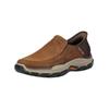 Slipper SKECHERS "Skechers Slipper Leder", Herren, Gr. 43, braun, Leder, casual, Schuhe