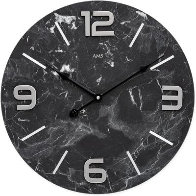 Wanduhr AMS, bunt (schwarz marmoriert), Wanduhren, Ø 40cm, Quarzuhr, Holz, Wohnzimmer, Esszimmer, Küche, Arbeitszimmer, Büro Image
