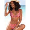 Triangel-Bikini LASCANA, Damen, Gr. 42, Cup C/D, orange (orange gestreift), Polyamid, gestreift, strukturiert, Glanzfaden, Bikini-Sets, mit goldfarbenen Glitzerstreifen
