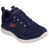 Slip-On Sneaker SKECHERS "SUMMITS", Herren, Gr. 48,5, blau (navy, orange), Textil, sportlich, Schuhe, Freizeitschuh, Slipper, Komfortschuh mit Gummizug zum Schlupfen