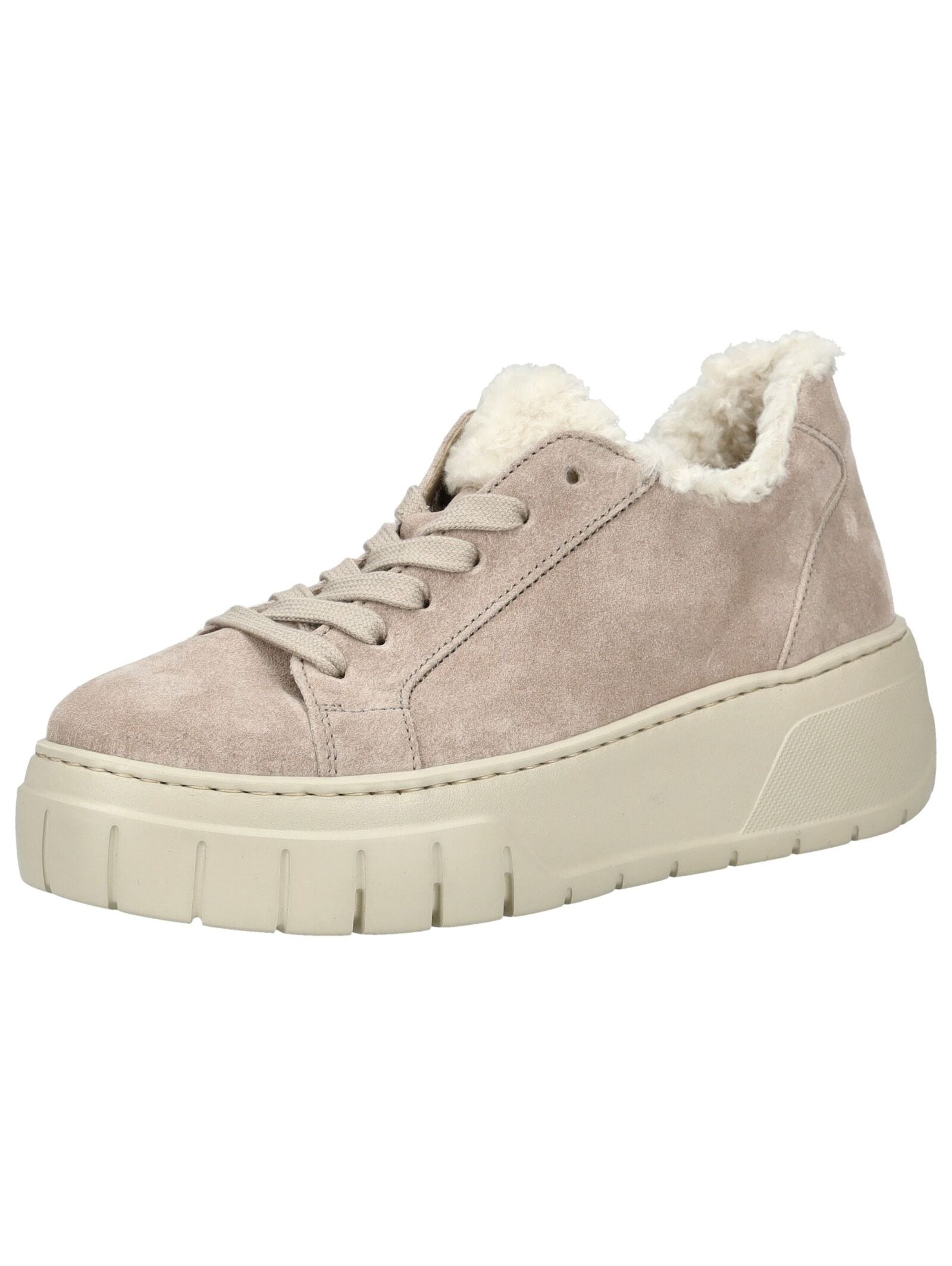 Plateausneaker GABOR "Gabor Sneaker Veloursleder", Damen, Gr. 38, beige (dunkelbeige), Veloursleder, Schuhe Plateausneaker