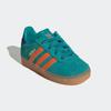 Sneaker ADIDAS ORIGINALS "GAZELLE COMFORT CLOSURE ELASTIC LACES KIDS", Gr. 24, pure teal, impact orange, collegiate lila, Leder, Synthetik, sportlich, Schuhe, für Kinder