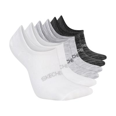 Skechers Women's Super Soft No Show Liner Socks - 6 Pack | Size Medium | White/Black | Spandex