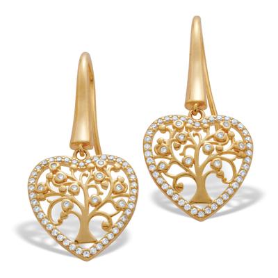 Women's Cubic Zirconia Gold Plated Tree Earrings by Propet in White (Size ONE SIZE)