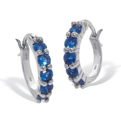Women's Birthstone Sterling Silver Huggie Hoop Earrings by PalmBeach Jewelry in September (Size OS)