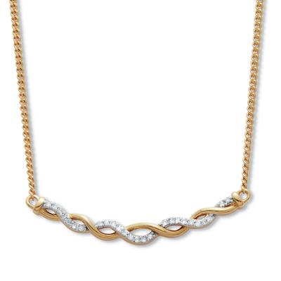 Women's .12 TCW Diamond 18K Gold-Plated Sterling Silver Twisted Necklace 18 Inches by PalmBeach Jewelry in White (Size ONE SIZE)