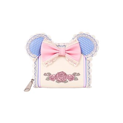 Women's Loungefly x Disney Minnie Mouse Floral and Lace Zip Around Wallet by Loungefly in Blue (Size ONE SIZE)