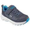 Sneaker SKECHERS "SKECHERS ELITE SPORT TREAD", Kinder, Gr. 28, grau (grau, blau), Lederimitat, sportlich, Schuhe, Trekkingschuh mit waterproof, Größenschablone zum Download