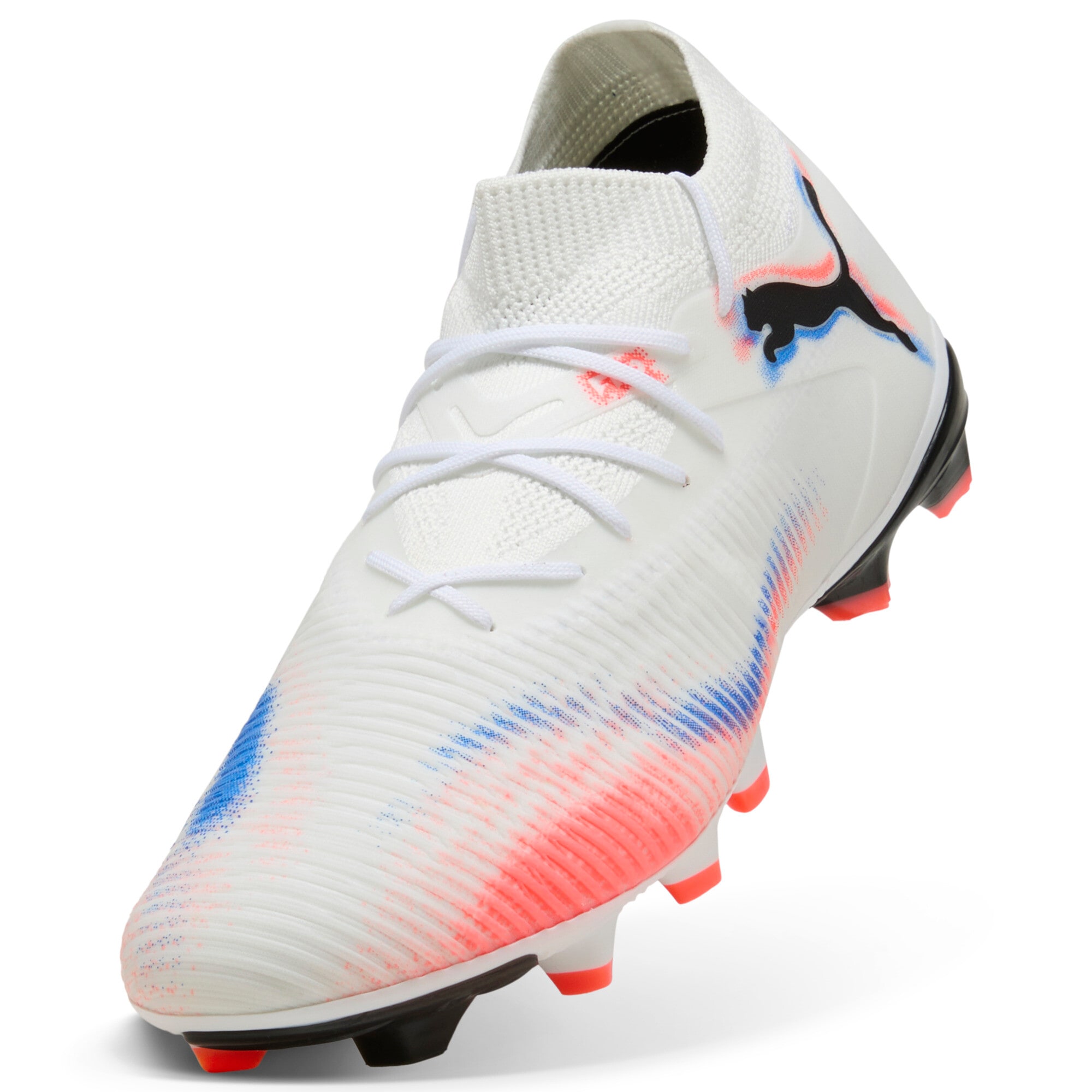 Fußballschuh PUMA "FUTURE 8 MATCH FG/AG", Gr. 42, puma weiß, puma schwarz, glowing rot, Synthetik, Sportlich, Schuhe, für Rasenplätze
