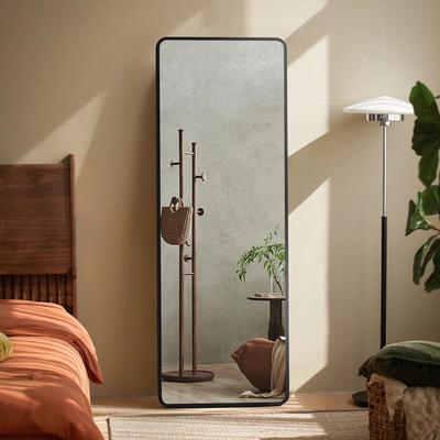 Boromal - Wandspiegel gross 140X40cm runder rand Stand spiegel Schwarz Metallrahmen Image