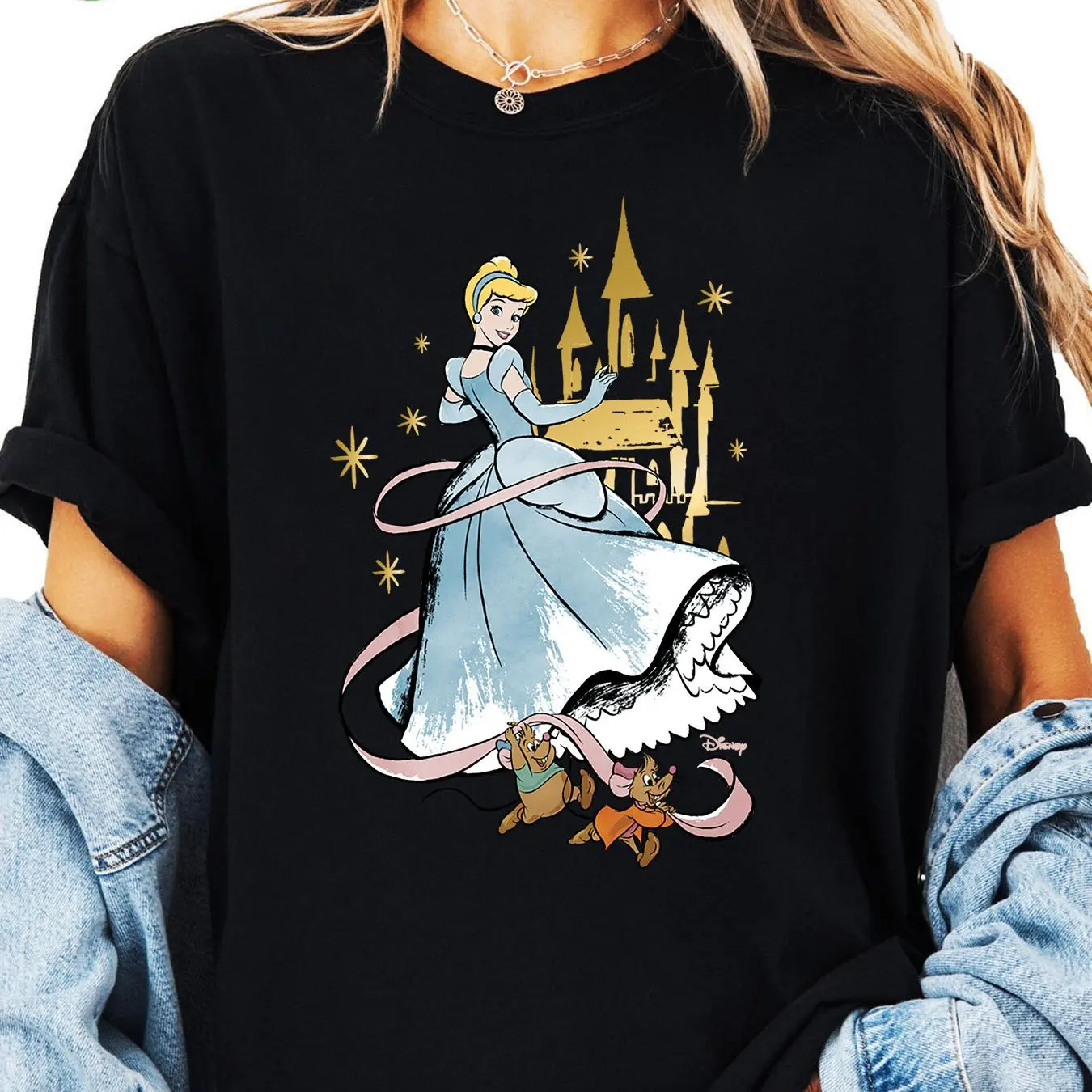 Cartoon Cinderella Sommer T-shirt Animierte Junge Mädchen Familie eltern-kind-Kleidung Casual Lose Bequeme Übergroßen Männer Frauen Image