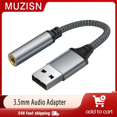 3,5-mm-Klinkenstecker, weiblich, USB, externe Soundkarte, Audio-Adapter, Kopfhörer, Mikrofon, Sound-Adapter für PC, Laptop, USB auf 3,5-mm-Audiokabel Image