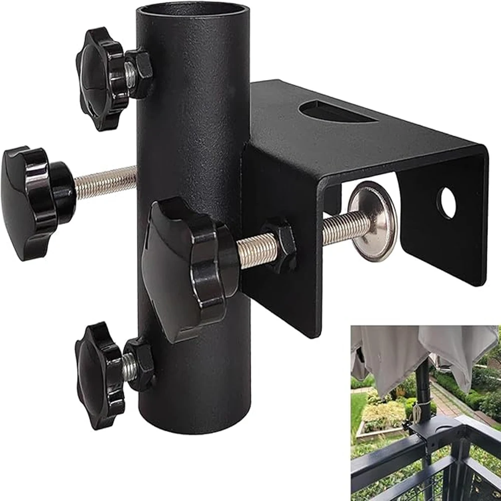 Balkon Regenschirm Halter Clamp Garten Zaun Sonnenschirm Terrassendielen Halte Halterung Ständer Für Outdoor Park Hof Zaun Garten