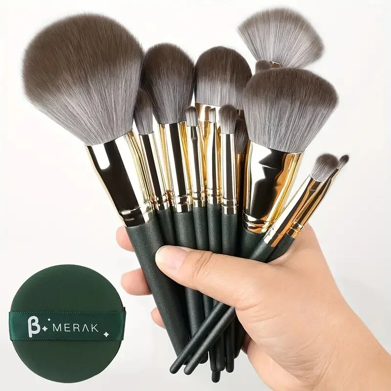 14-teiliges Make-up-Pinsel-Set mit rundem Schwamm | Reisefreundliches Profi-Set | Perfektes Geschenk für den Schulanfang und unverzichtbar für Schönheit