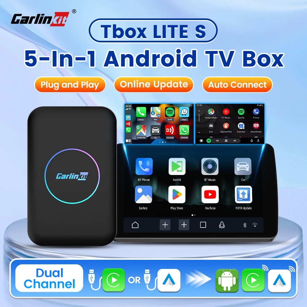 CarlinKit HDMI Android TV Box 5-in-1 Wireless Adapter unterstützt Netflix IPTV Wireless Android Auto & CarPlay Dongle für Autoradios Image