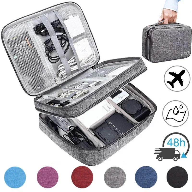 Multifunktion ale wasserdichte digitale elektronische Organizer USB-Datenleitung Ladegerät Stecker Kopfhörer Reise Aufbewahrung tasche Image