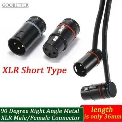 90-Grad-rechtwinkliger XLR-Stecker/Buchse aus Metall, 3-polig, symmetrischer Audiostecker, Mikrofon, kurzer Typ Image
