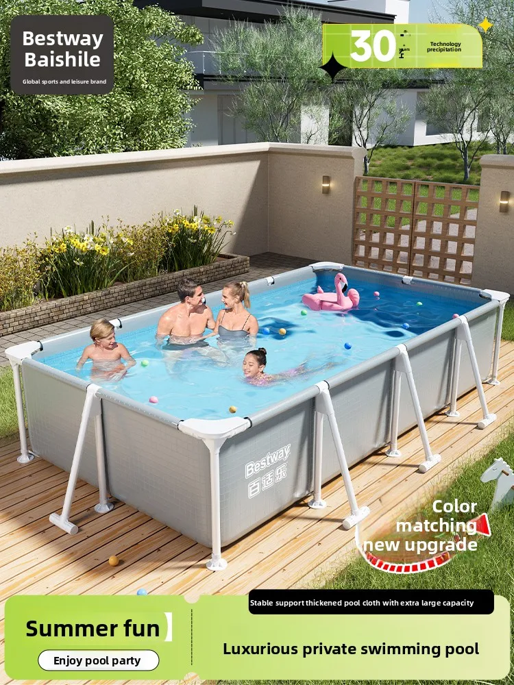 Schwimmbadhalterung für Zuhause, Kinder, groß, für Erwachsene, Schwimmen, Familie, Baby, Planschbecken, Kinder, Outdoor-Badebecken, Erwachsene Image