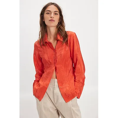 Something Silky Shirt at Free People in Cherry Tomato, Size: Small