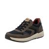 Sneaker RIEKER, Herren, Gr. 47, grau (taupe kombiniert), Lederimitat, sportlich, Schuhe, Schnürschuh, Halbschuh, Freizeitschuh mit weichem Schaftrand