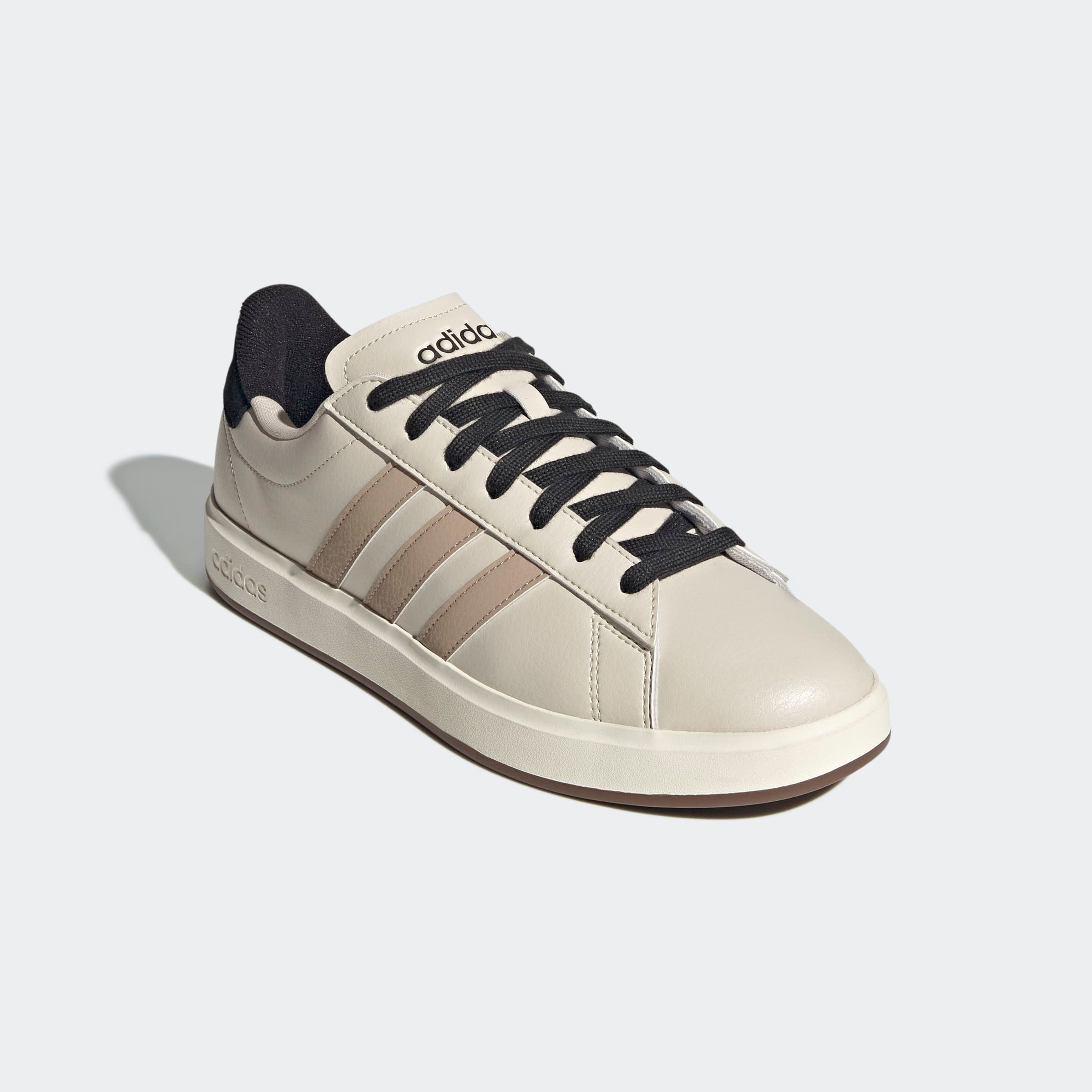 Sneaker ADIDAS SPORTSWEAR "GRAND COURT 2.0", Herren, Gr. 45, schwarz (aluminium, blanch cargo, core schwarz), Leder, Synthetik, Schuhe Sneaker, Design auf den Spuren des adidas Superstar
